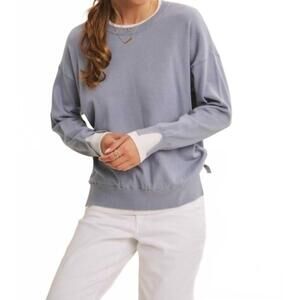 NEW IN FEBRUARY feather light touch two-tone viscose sweater in dusty blue